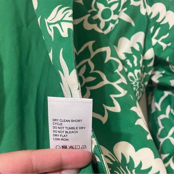 Etcetera Floral Green White Blazer Size Large Cotten Blend Spring Summer Preppy - Picture 6 of 7